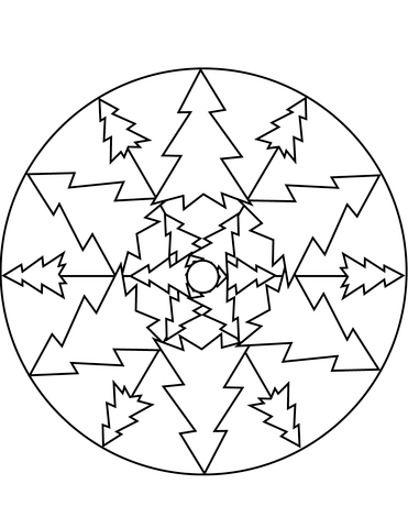 Christmas Tree Mandala Coloring Page